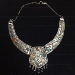 Metallic and stone necklace from Kenya
